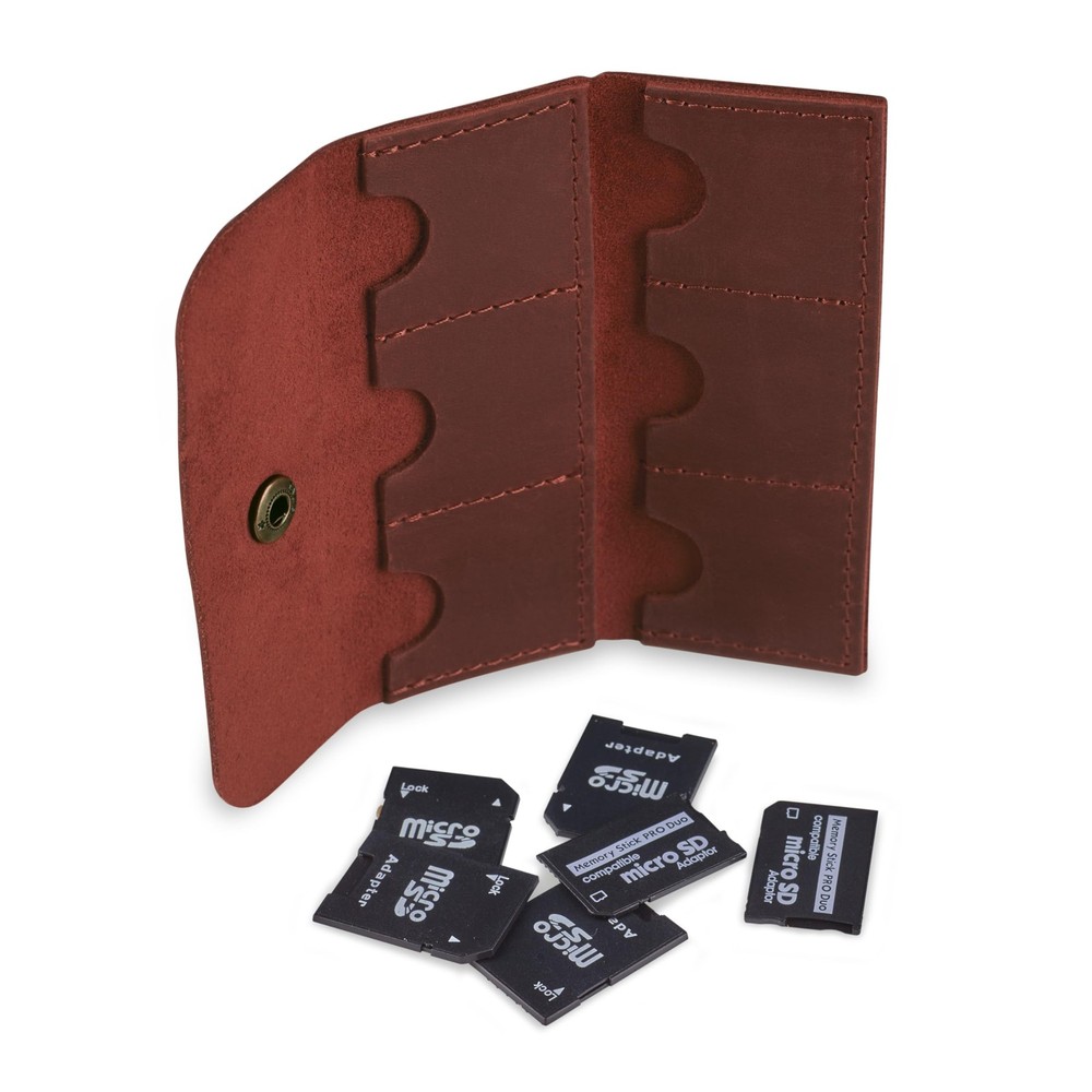 Leather SD Card case Cognac
