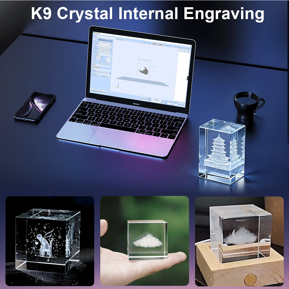 10W UV Laser Marking Machine 3D Crystal Laser Inside Engraving Motorized70&200mm