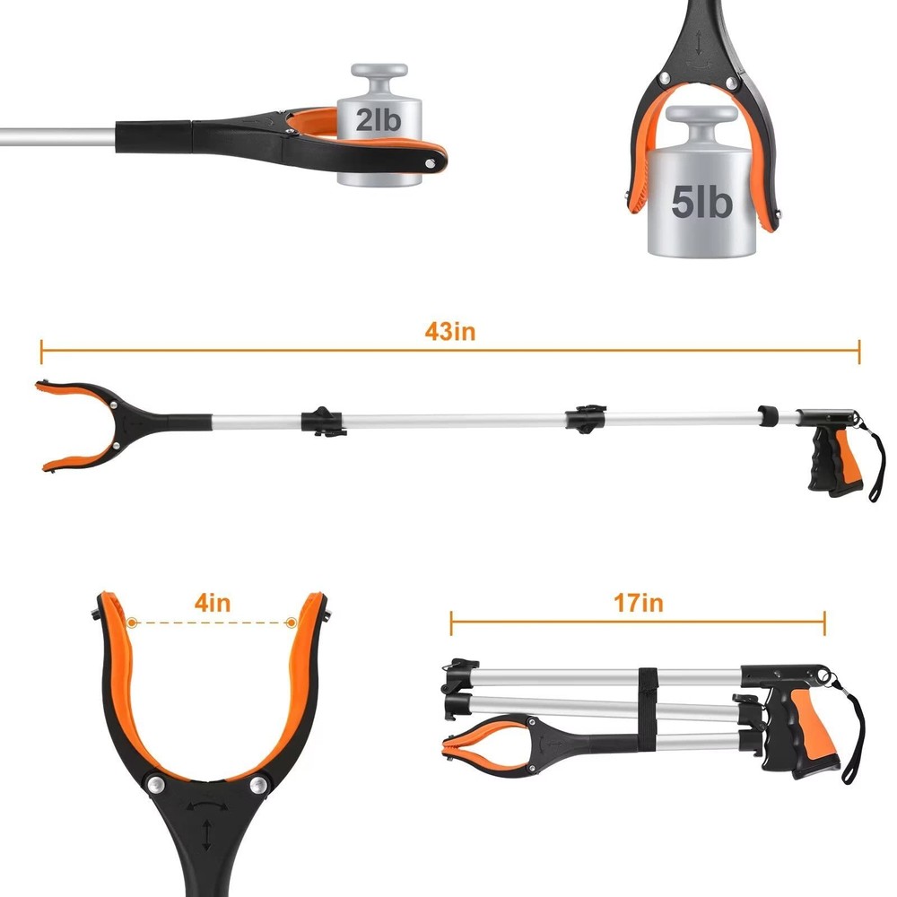 43 Inch Extra Long Grabber Tool Foldable Reaching Tool Grabber Pickup Tool