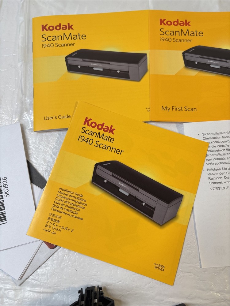 Kodak Scanmate i940 Scanner User's Guide CD 12 AC Adaptors