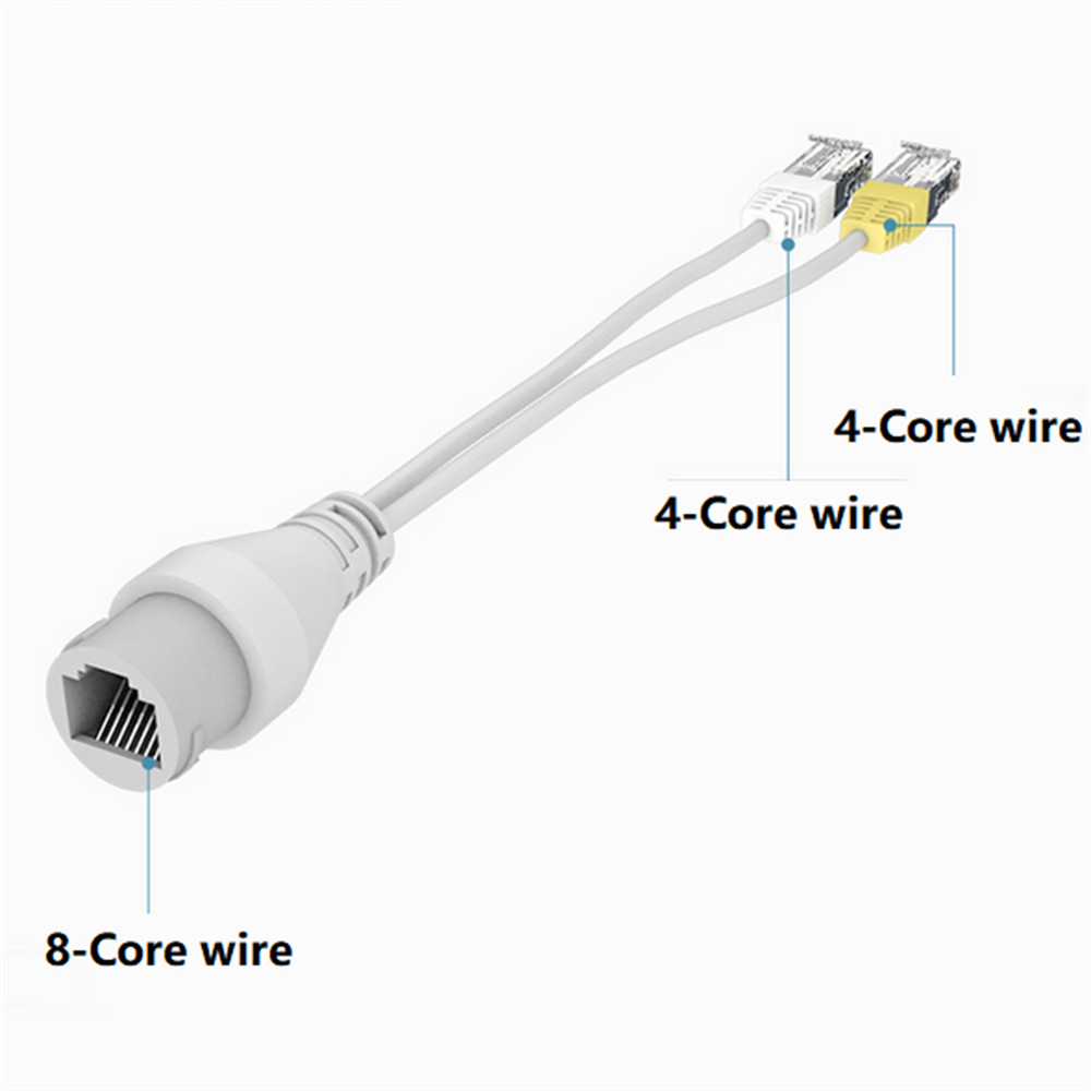 POE Splitter 2-in-1 Network Cabling Three-way RJ45 Connector For Security Camera