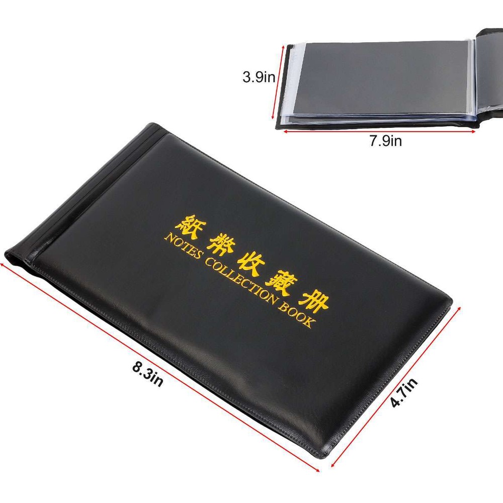 60Pcs Paper Money Currency Banknote Collection Album Pocket Book Storage Leather