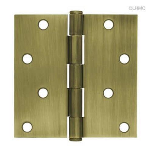 (5 Pack) 4 inch Square Corner Hinge Antique Brass
