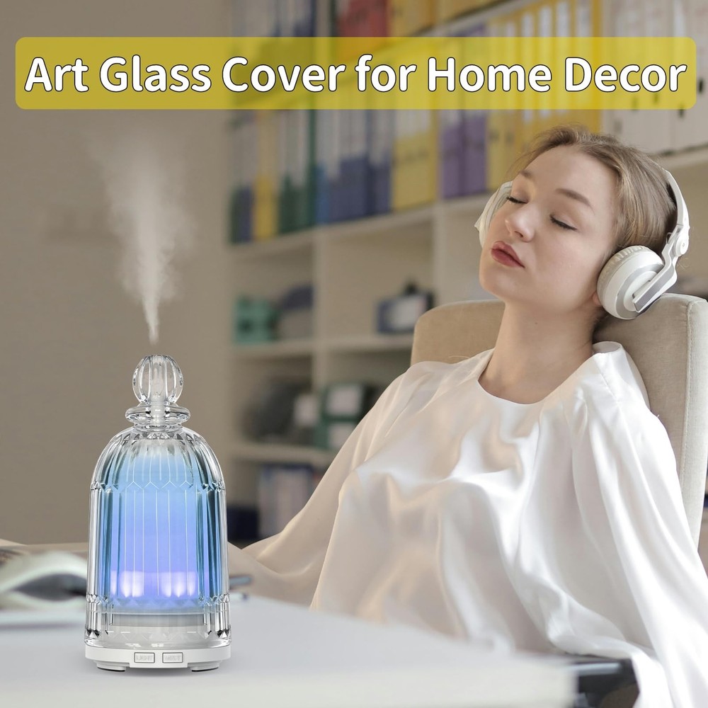 Glass Essential Oil Diffuser, Aroma Diffusers with Glass Cover & Pl... Fast Ship