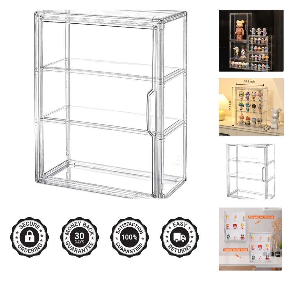 Stackable Clear Acrylic Organizer for Action Figures - Magnetic Access - 2 Pack