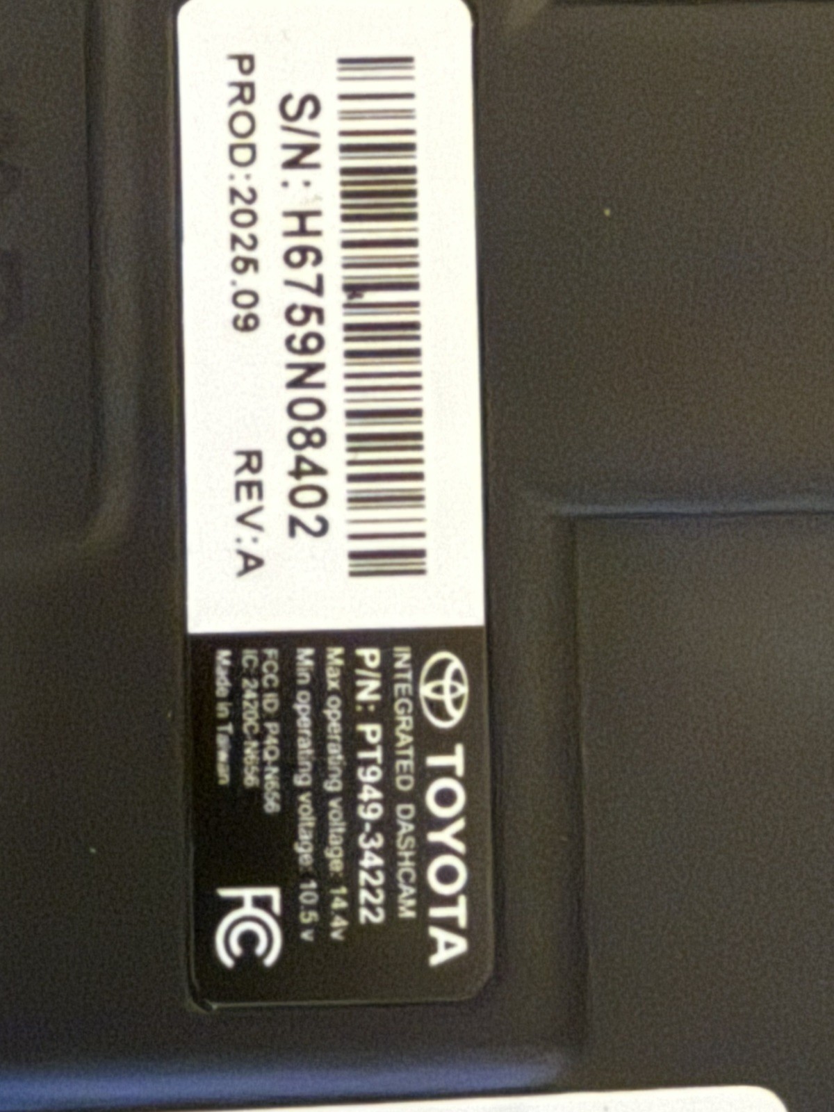 2026 Tacoma Integrated Dash Cam