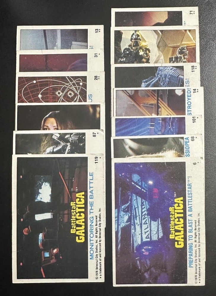 13 Cards 1978 UNIVERSAL STUDIOS BATTLESTAR GALACTICA VG
