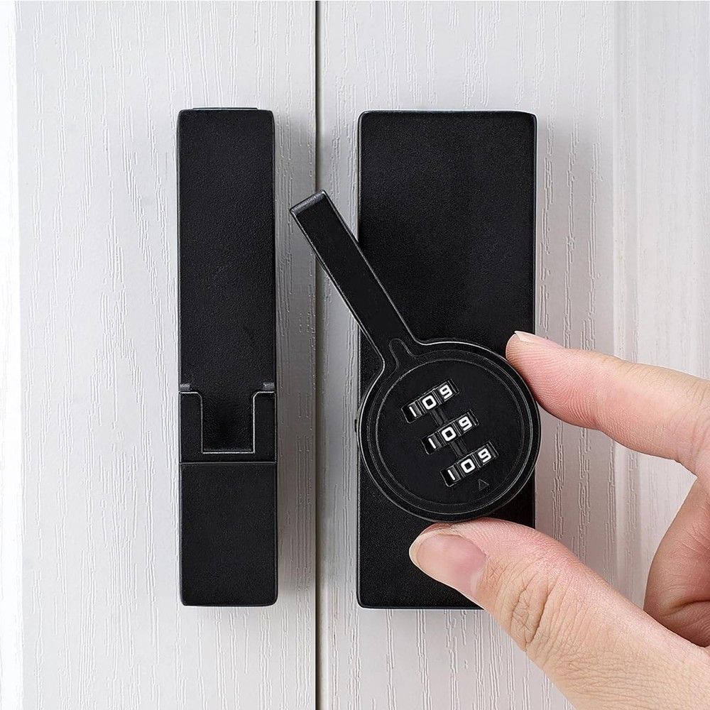 Black 180 Degree Barn Door Lock 3 Digit Password Keyless Mechanical Flip Latch