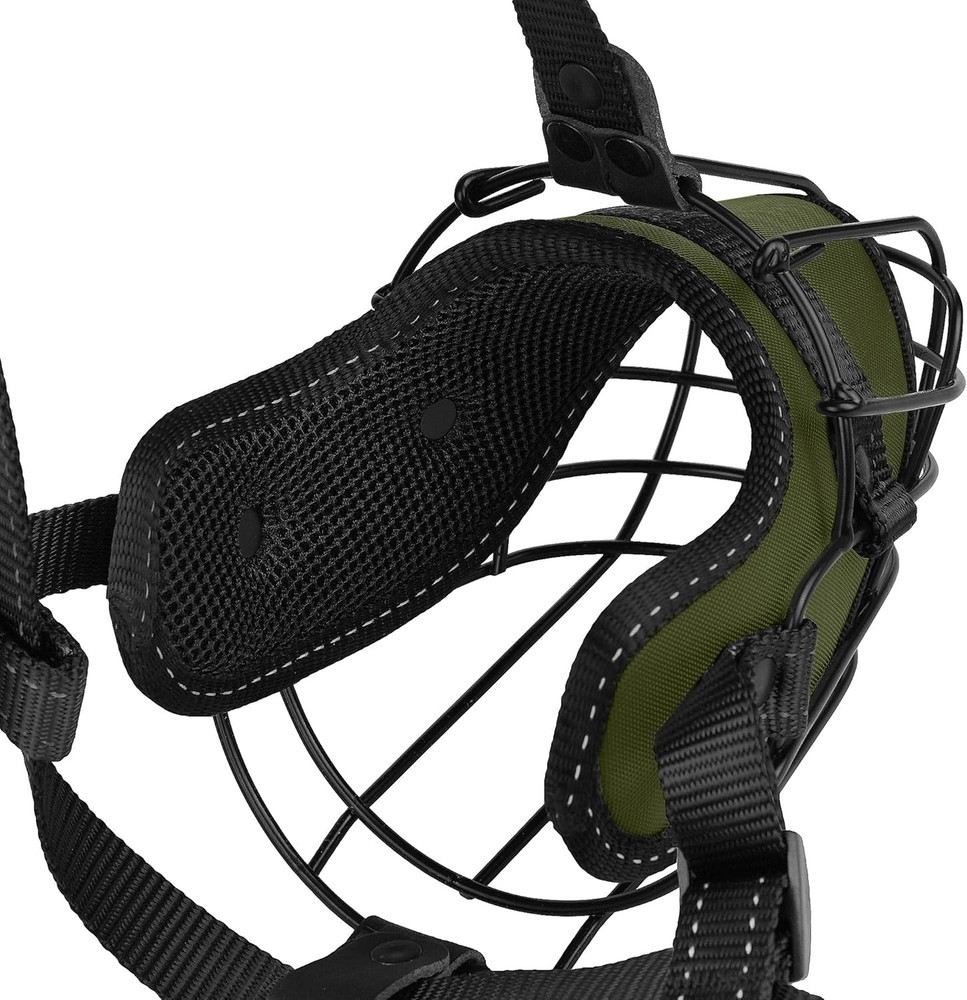 OOPSDOGGY Pitbull Dog Muzzle Reflective Metal Mask Secure Wire Basket Muzzle ...