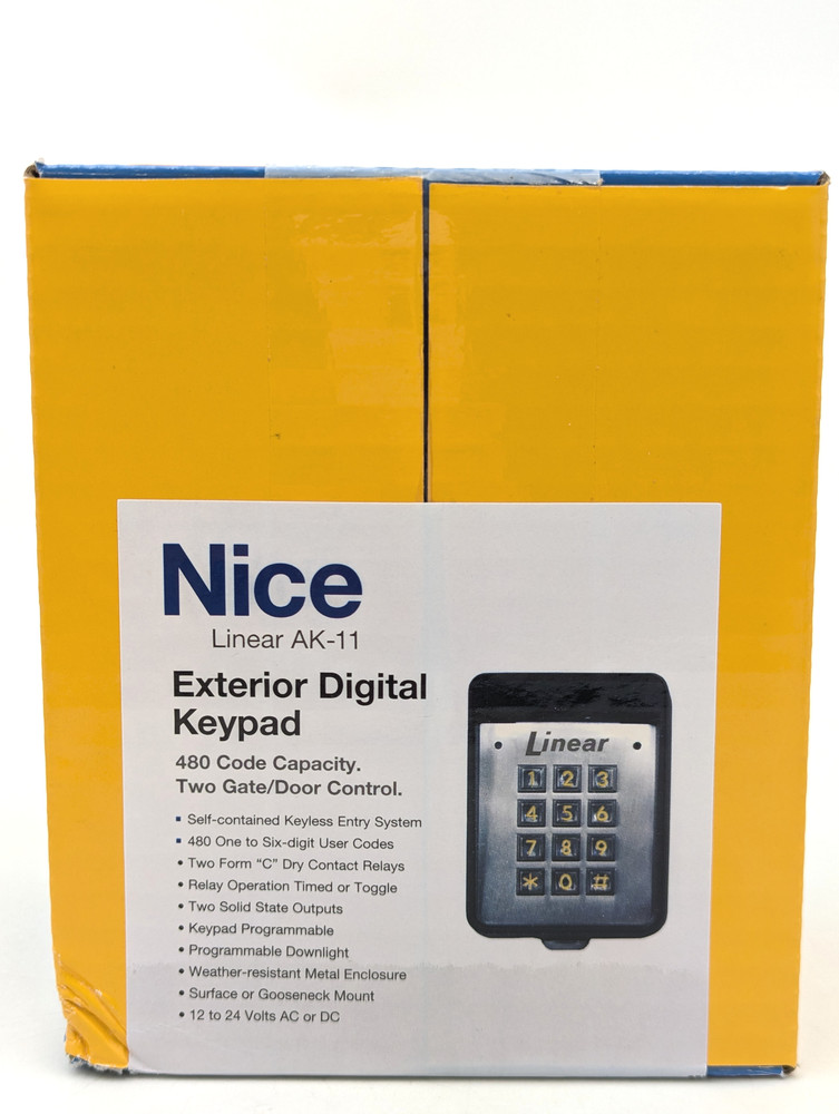 Linear AK-11 Exterior Digital Keypad w/ 480 Code Capacity & 2 Gate/Door Control