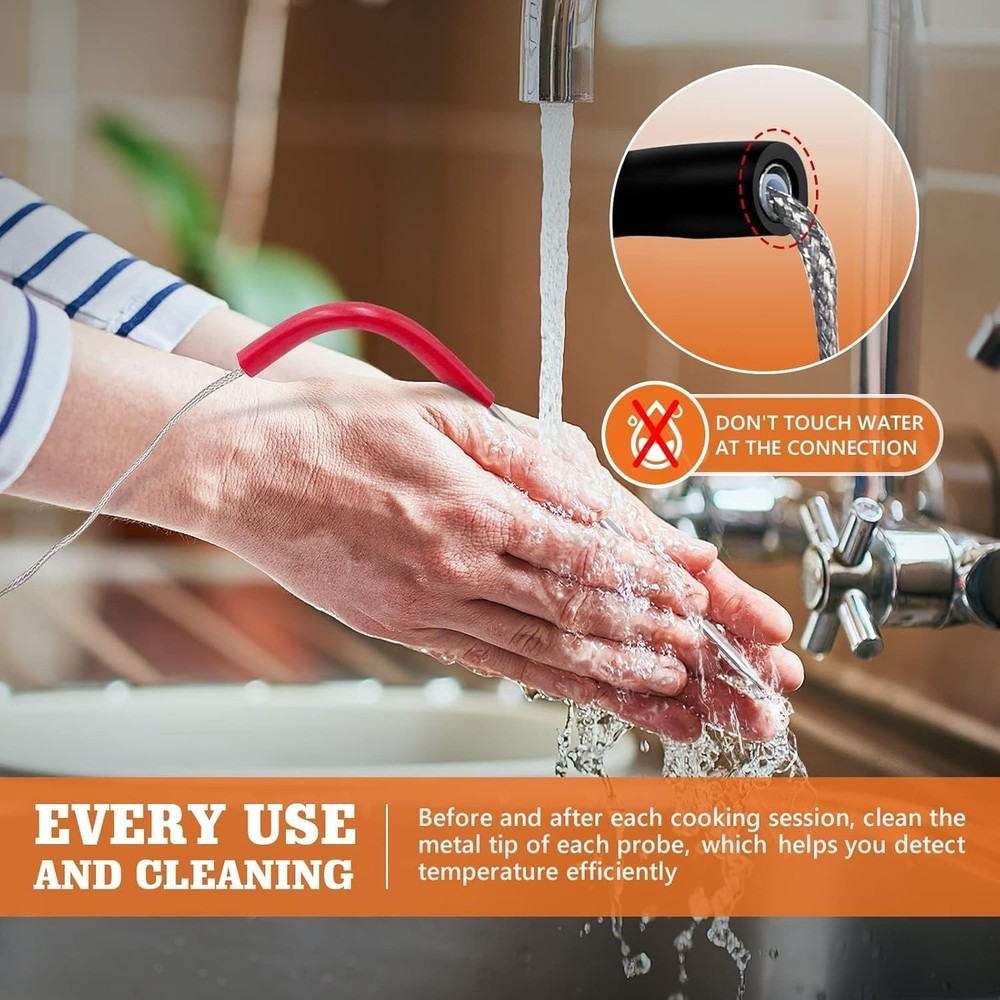 Efficient 2-Pack Meat Probes with Grommets & Clips for Perfect BBQ Grilling