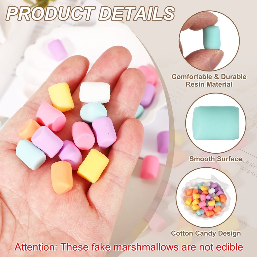 50 Pcs Resin Candy Charm, Artificial Simulation Cotton Candy, Blue