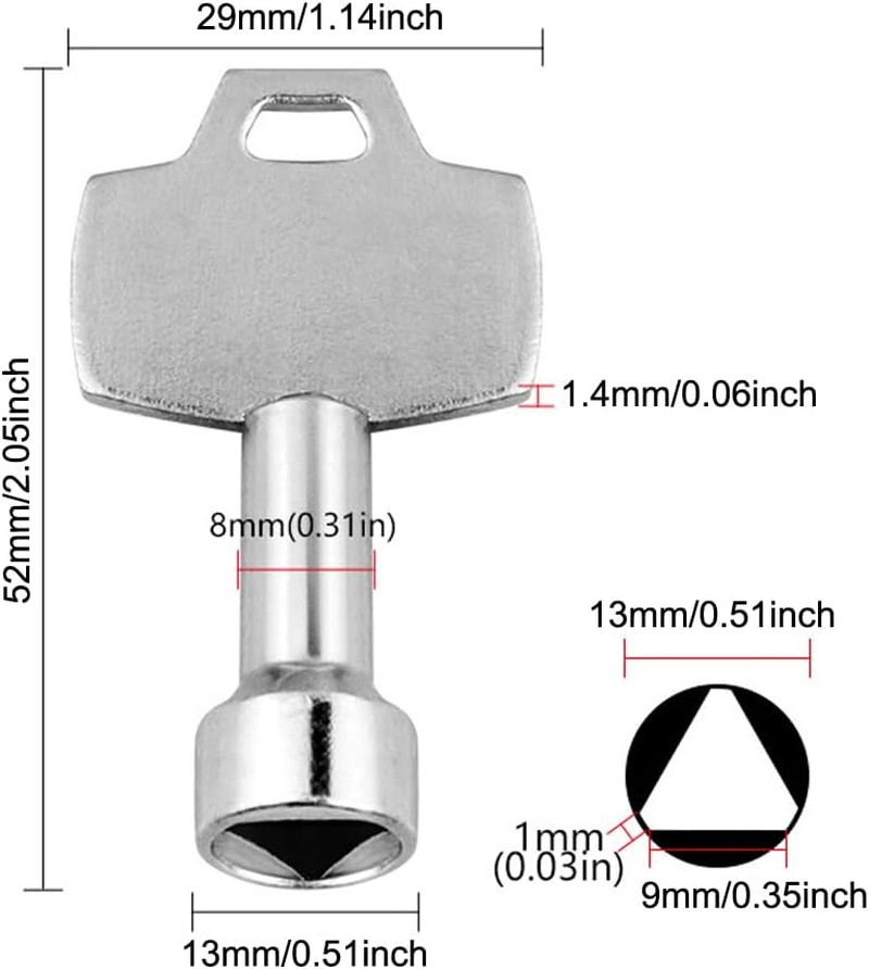 5 Pack Trash Can Key Utility Keys Triangular Socket Key Electrical Cabinet Key T