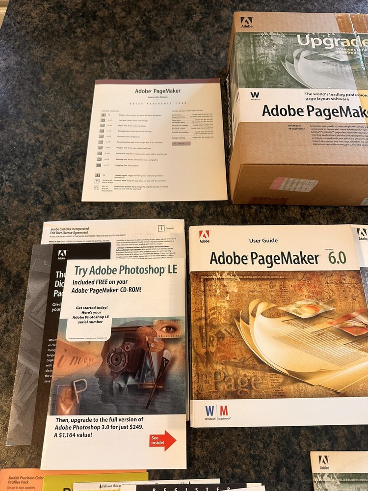 Adobe Pagemaker 6.0 Upgrade Software Bundle “16”3.5 & CD Media Type on Call Code