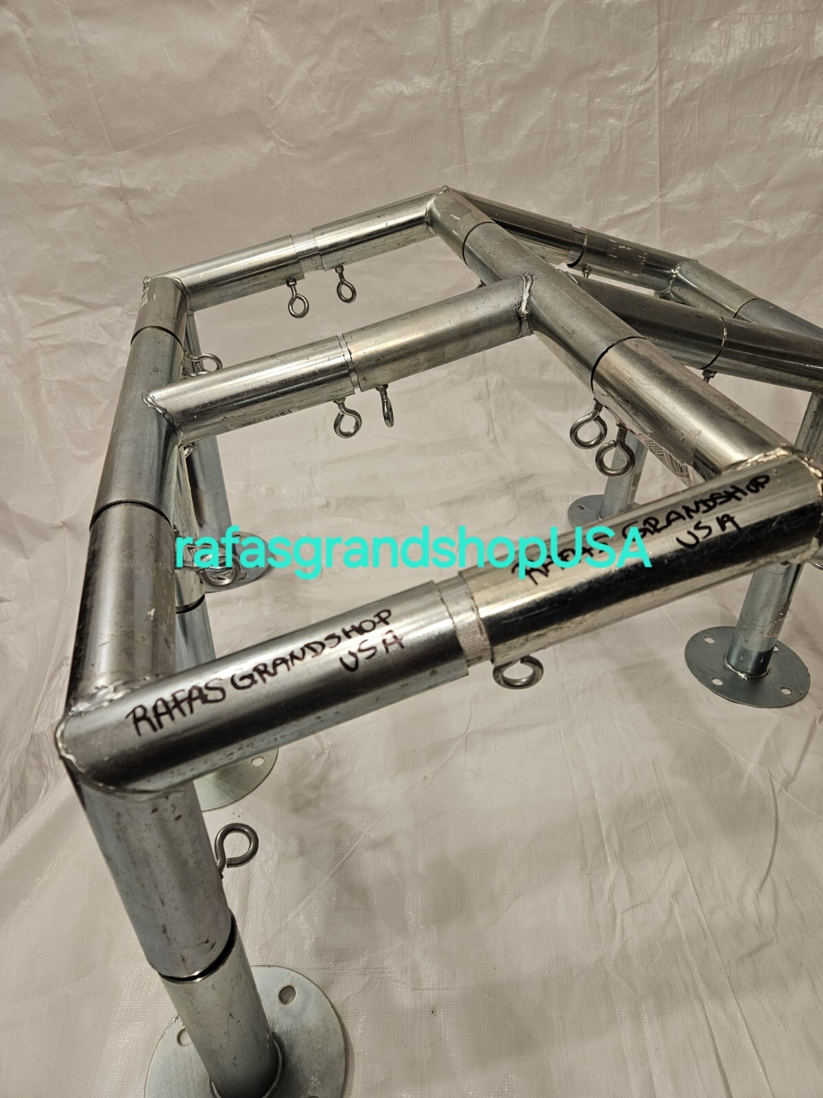 6 Leg Canopy Low Peak 10x20 Fittings Set 1-5/8'' Carport Frame Shed Tent 102 Deg