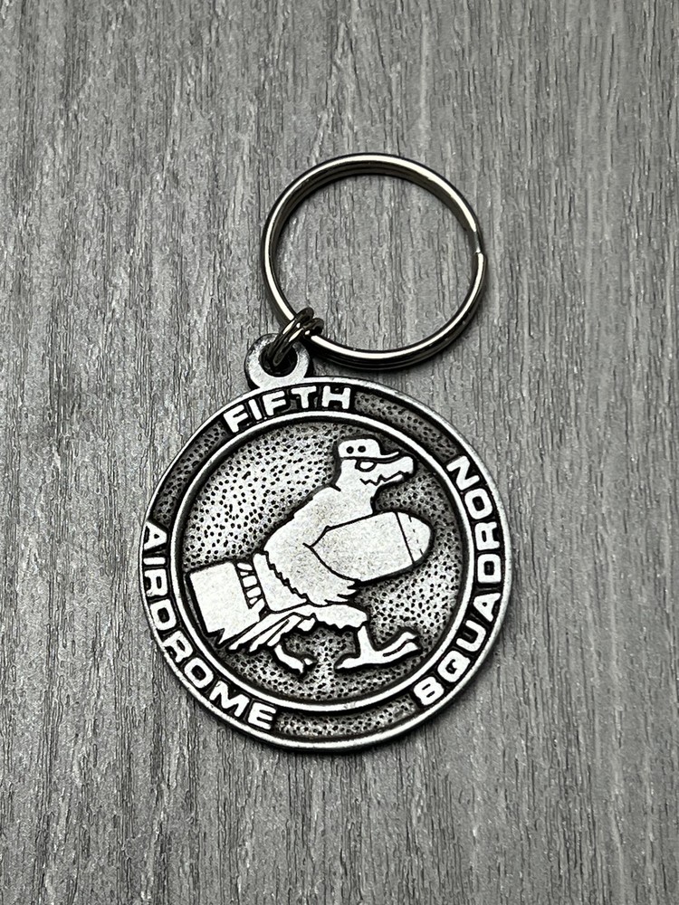 WWII US Eighth Air Force 5th Airdrome Squadron ETO Keychain Medallion