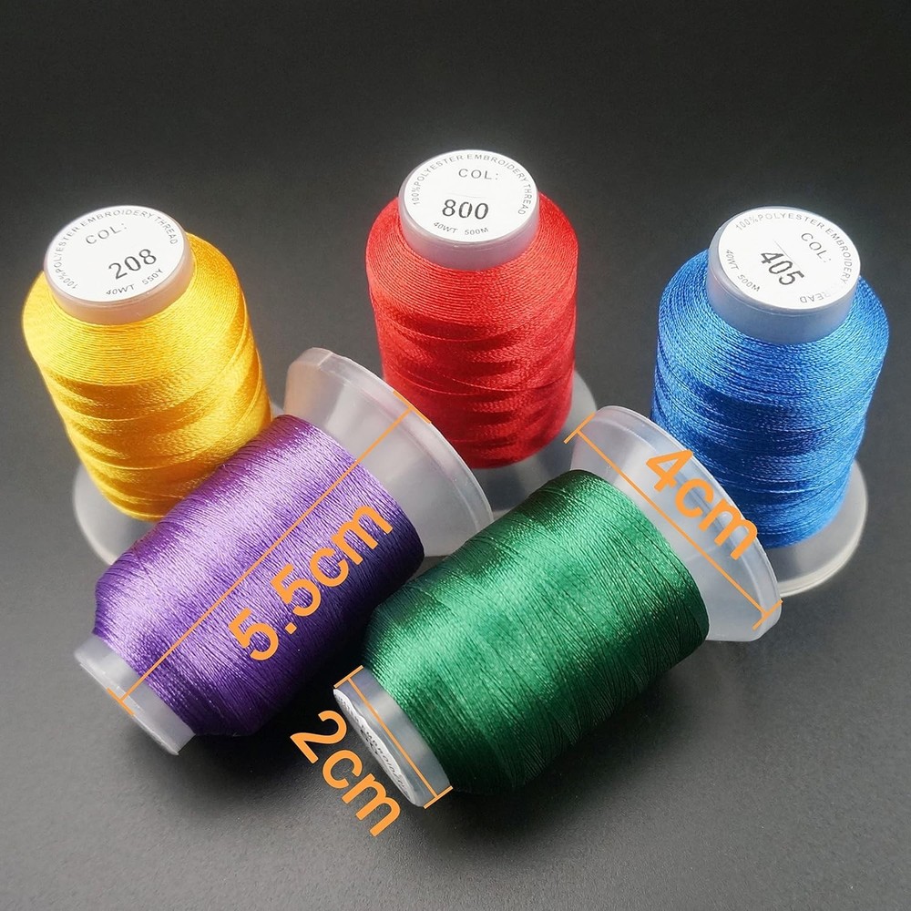 63 Colors Polyester Embroidery Thread Kit 500M Each Spool for Sewing Projects