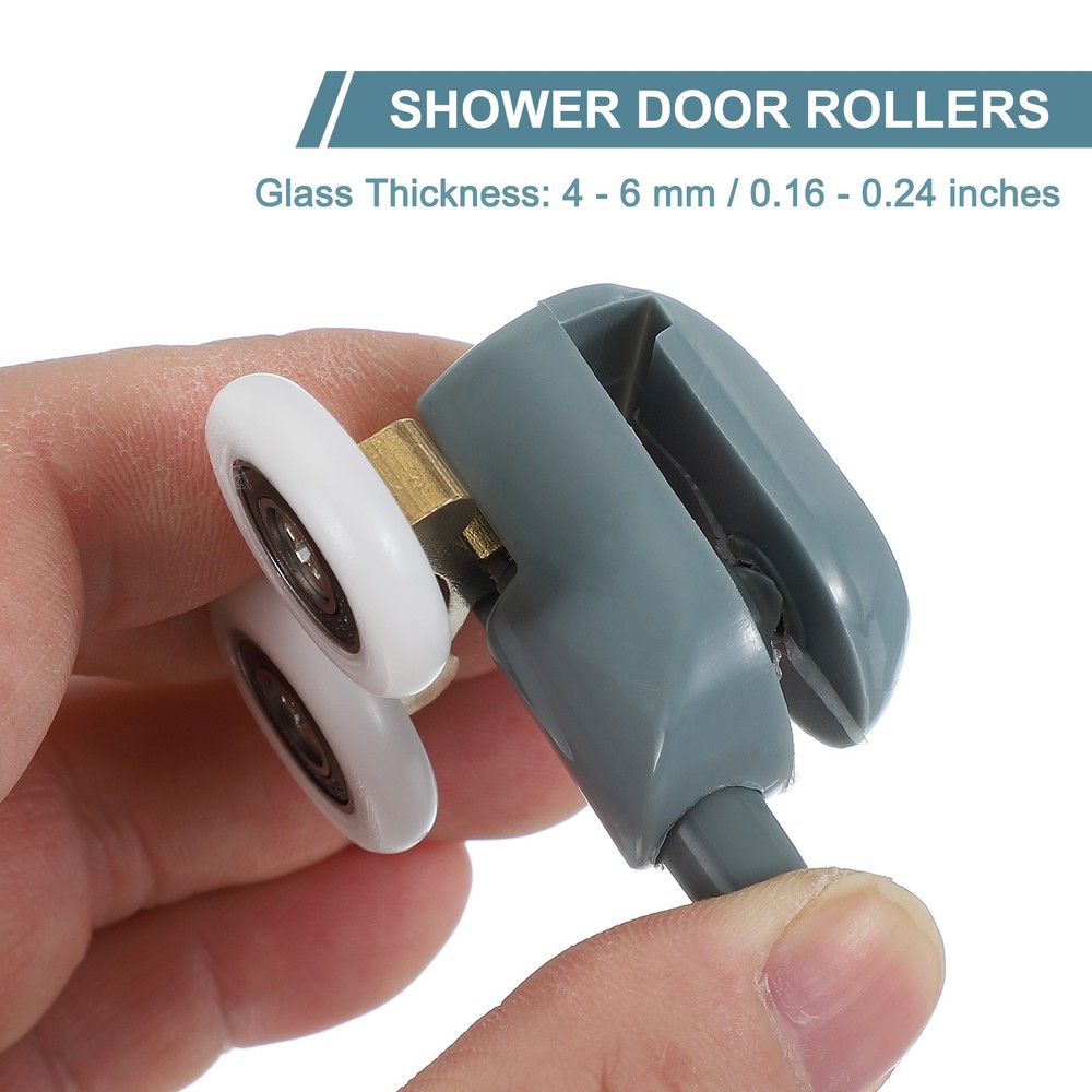 4Pcs 23mm Double Shower Door Rollers Plastic Bottom Wheels Pulleys Guide Grey