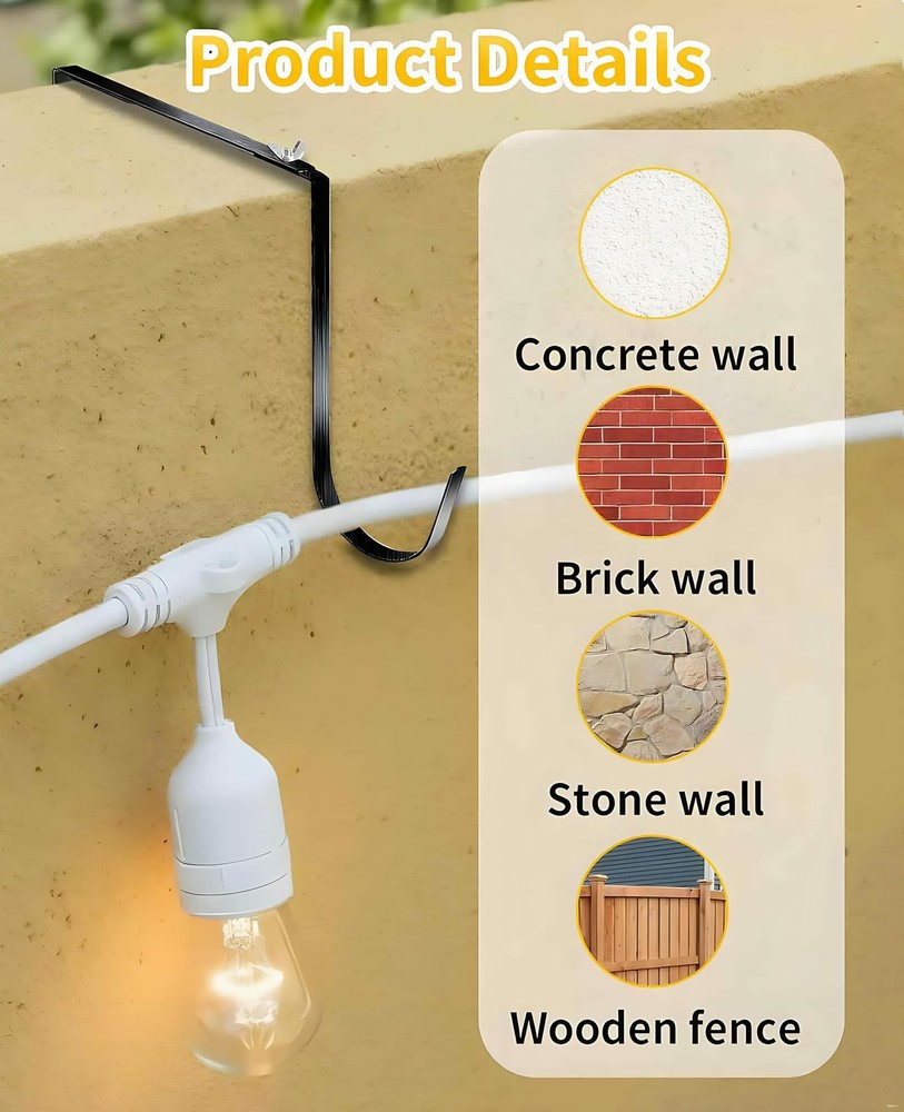 5PCS Adjustable Cinder Block Wall Hangers, 6-11" Outdoor String Light Hooks, ...