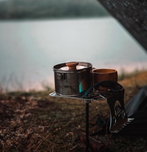 Ruck & River Small Aluminum Camping Table Compact Single Pole Cup Holders