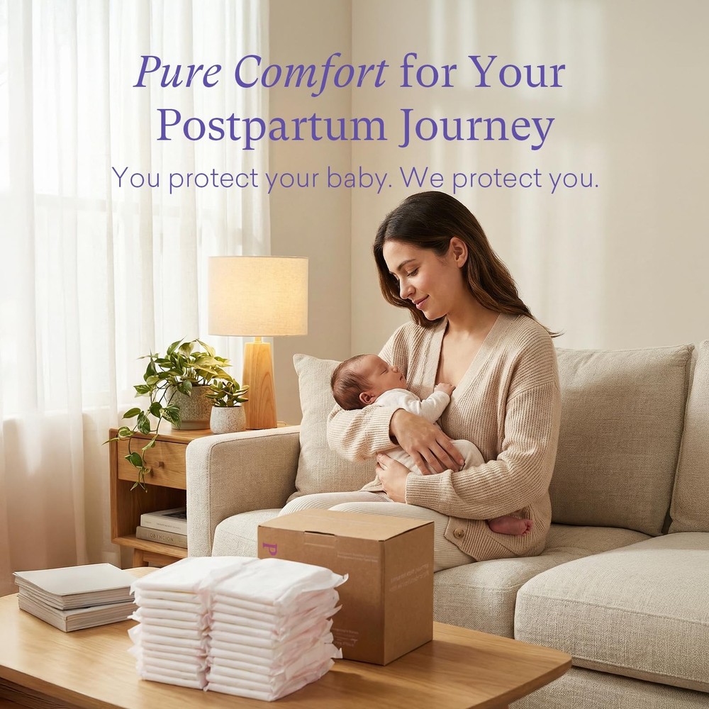 24 Count Premium Postpartum Pads with Wings, Large Maximum Absorbency Postpar...