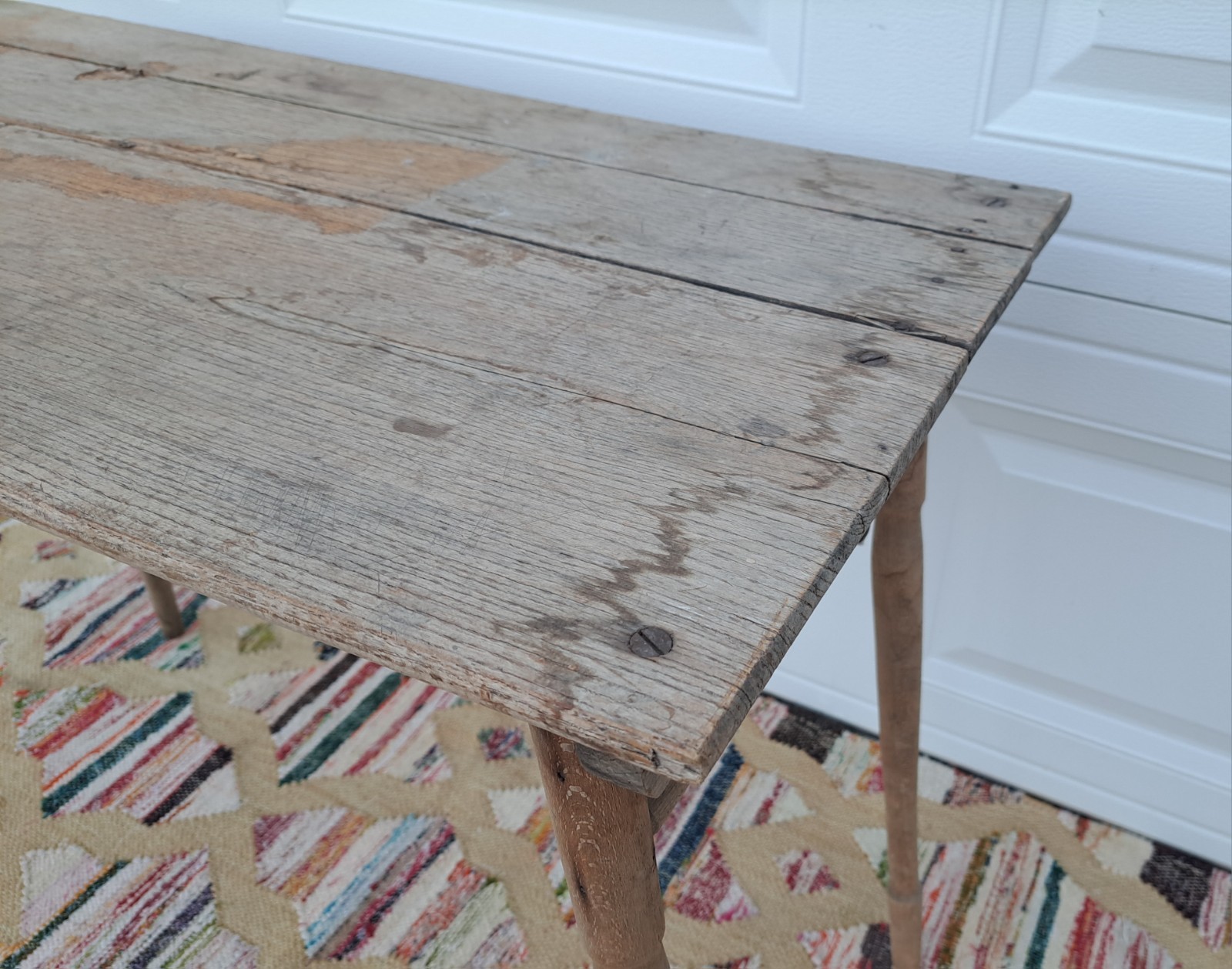 Antique Oak Folding Table No. 1 Primitive Distressed Needs Work