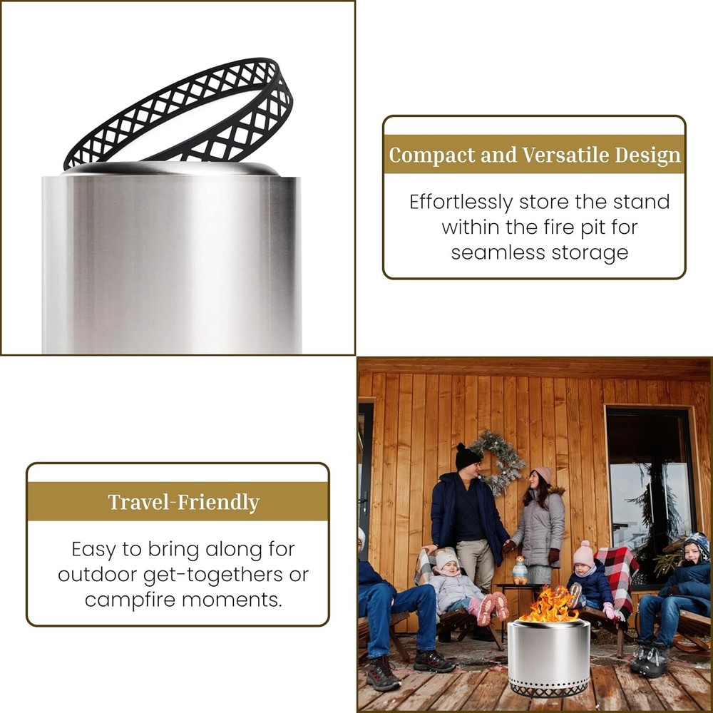 FEBTECH 17" Carbon Steel Firepit Stand - Compatible with 19.5" Firepit