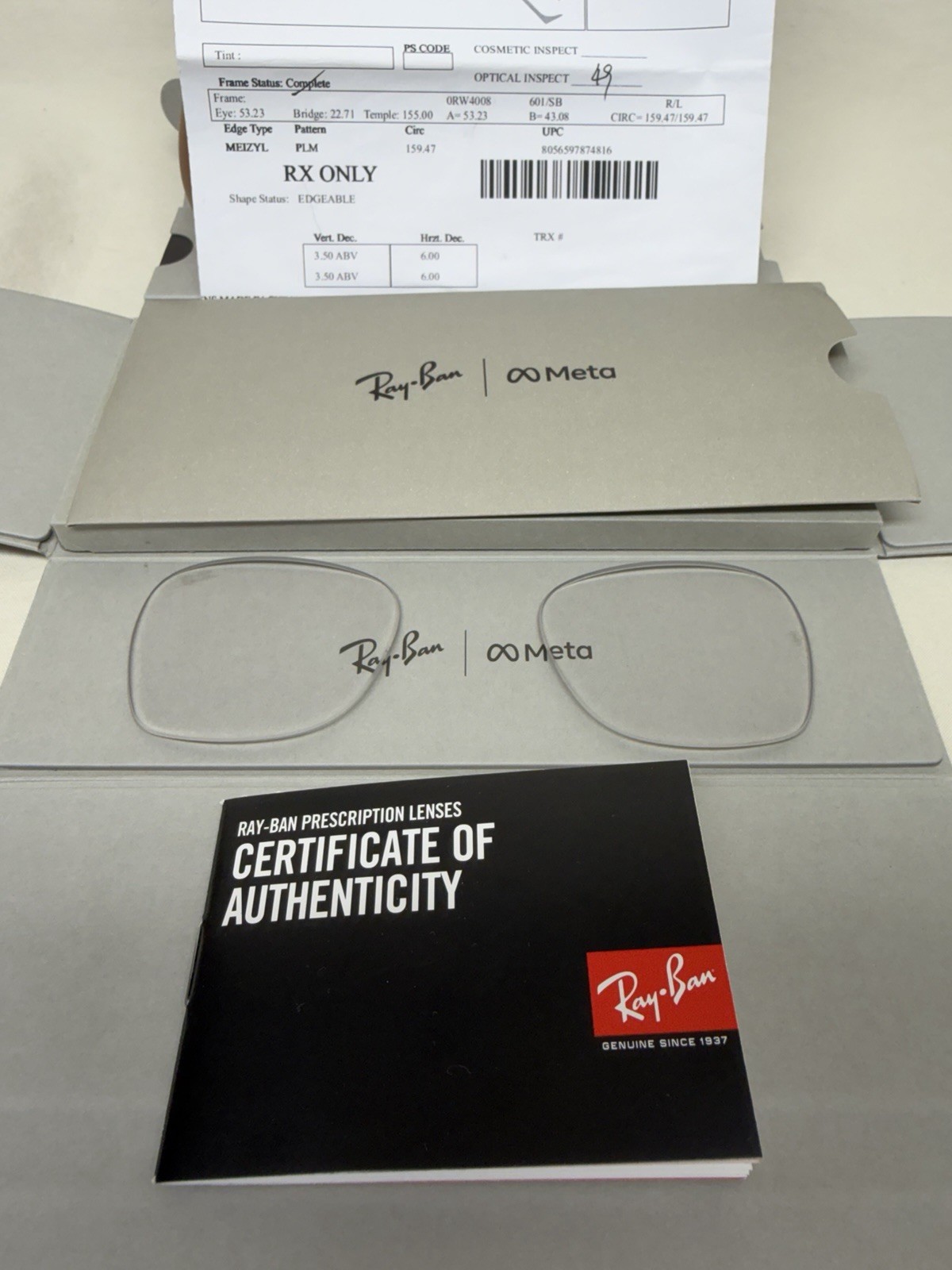 Authentic Ray Ban Meta RW4008 53mm Transitions Amethyst Lenses Purple RX 0.00