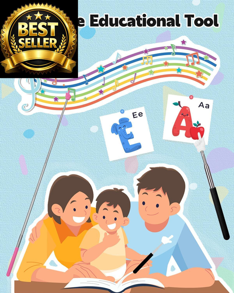 Dumero Extendable Finger Pointer Stick, School Collapsible Telescoping Black