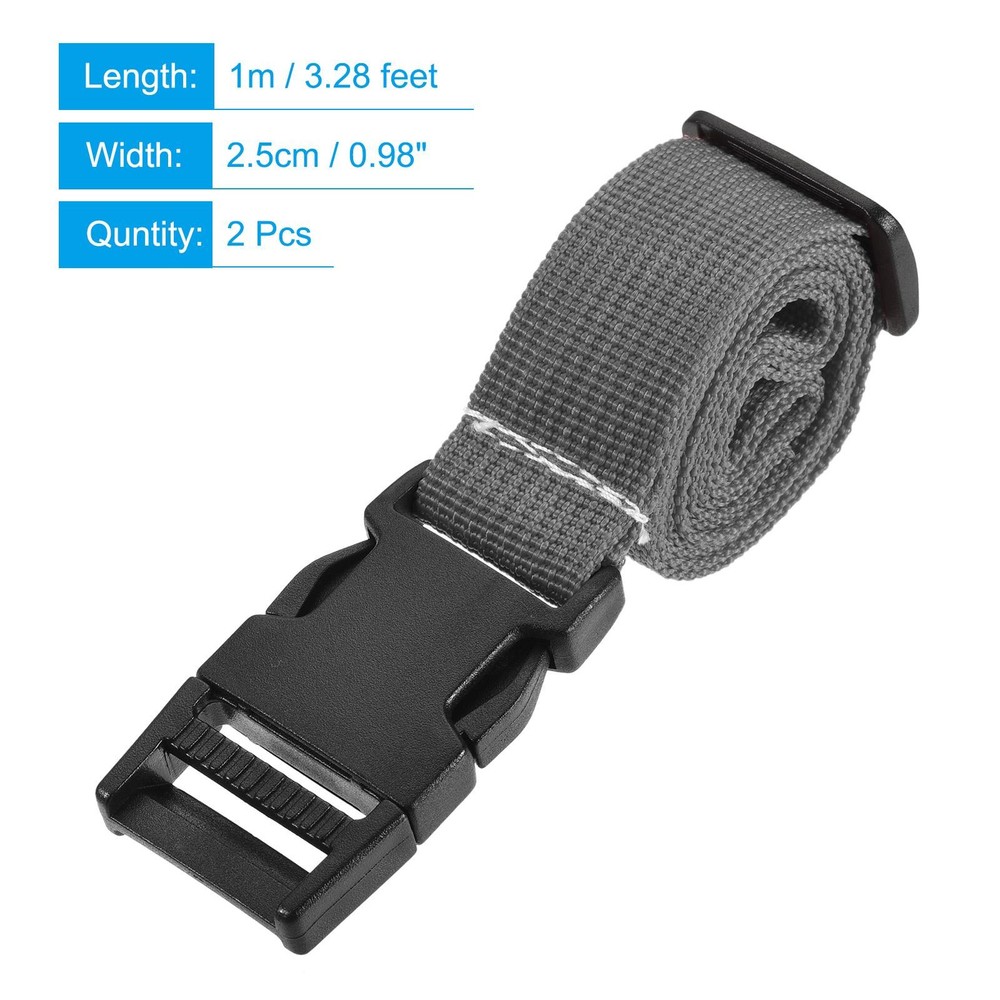Utility Strap with Buckle 1x40 Inch Polyester Quick Release Belt(Gray, 2pcs)
