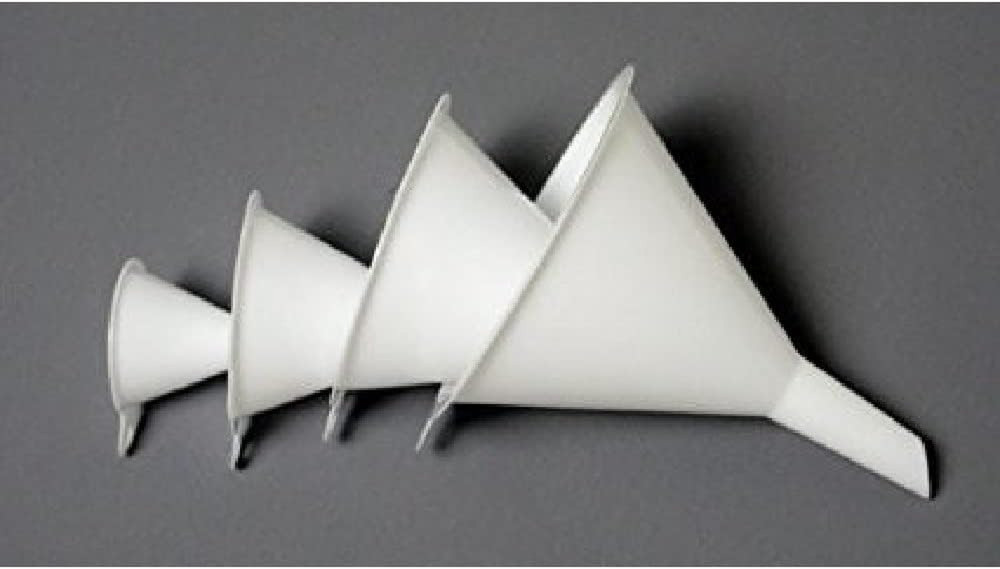 Set of 4 General Purpose Plastic Assorted Sizes Nested Funnel Set, White
