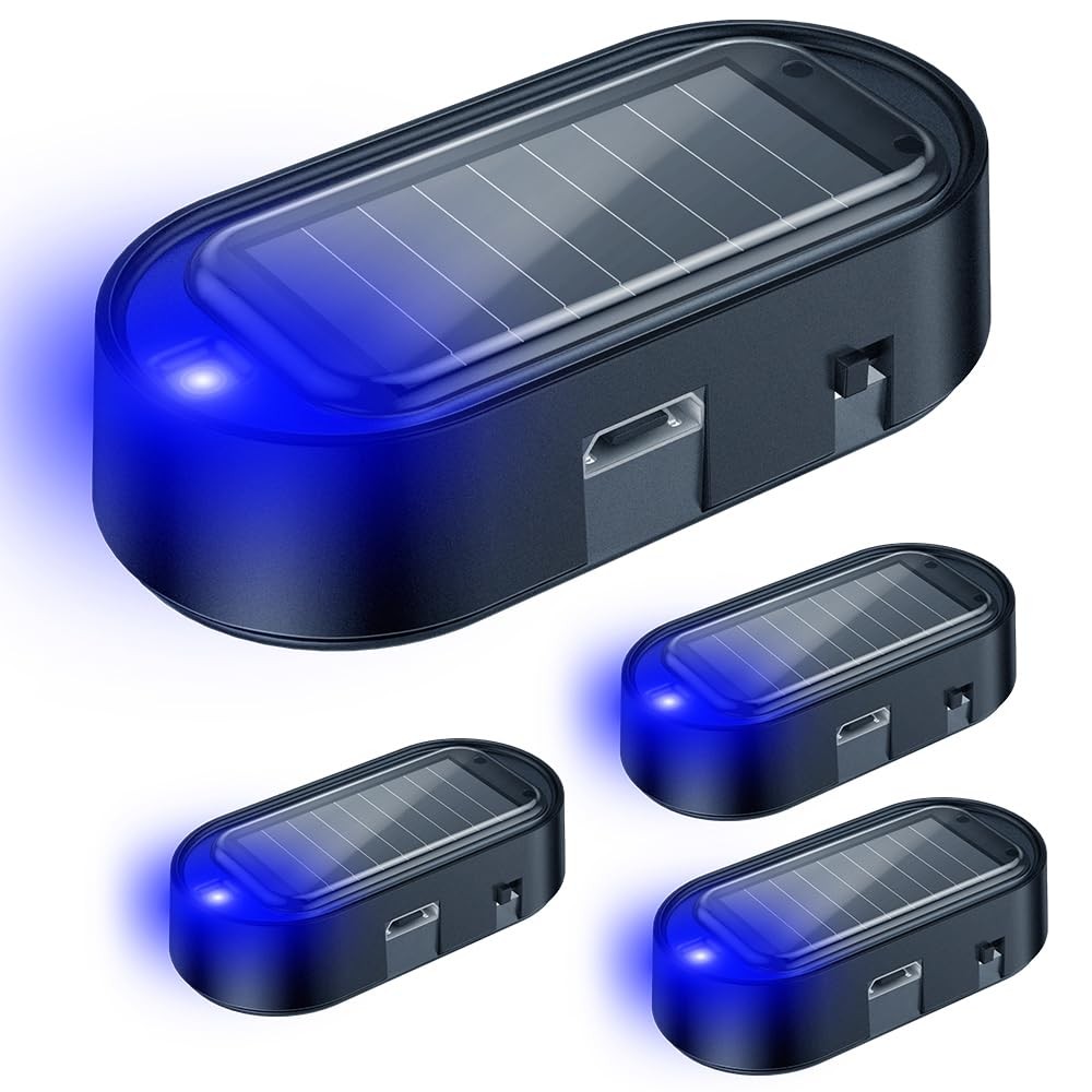 Car Solar Power Dummy Alarm AntiTheft LED Flashing Security Light, 4PCS