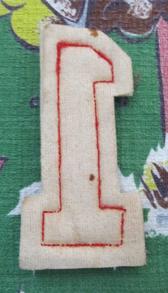 Vintage white & red 1 Varsity number patch