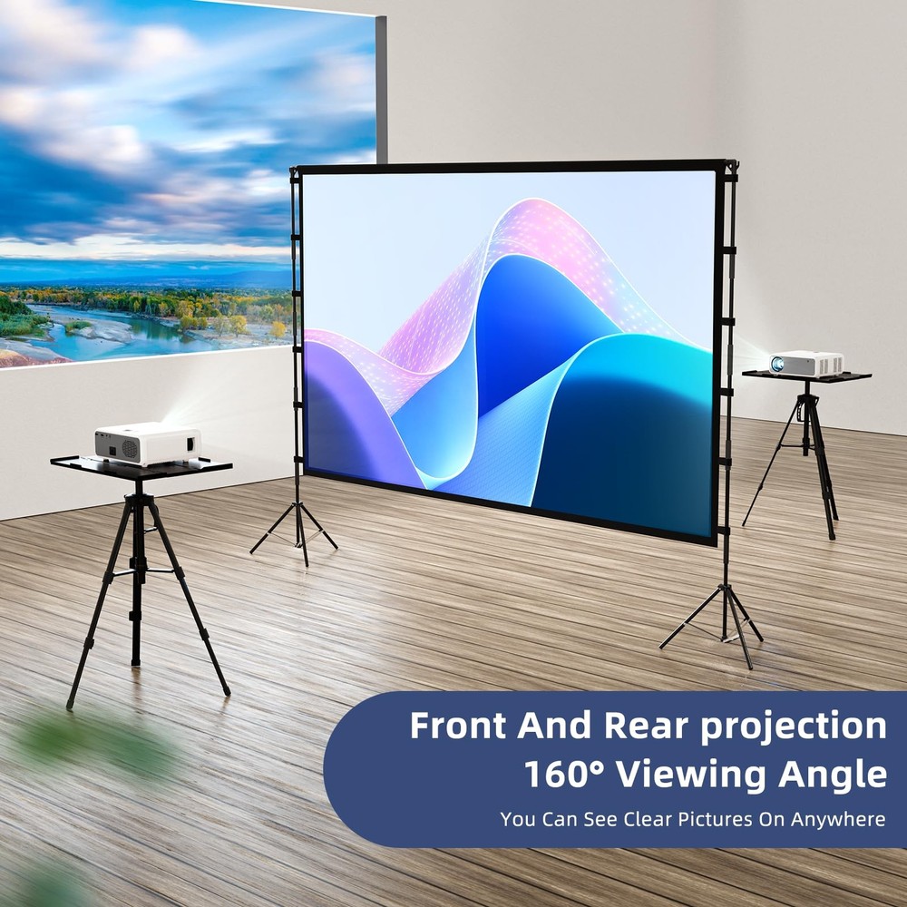 Projector Screen Outdoor, Projector Screen with Stand Portable 120" Foldable ...