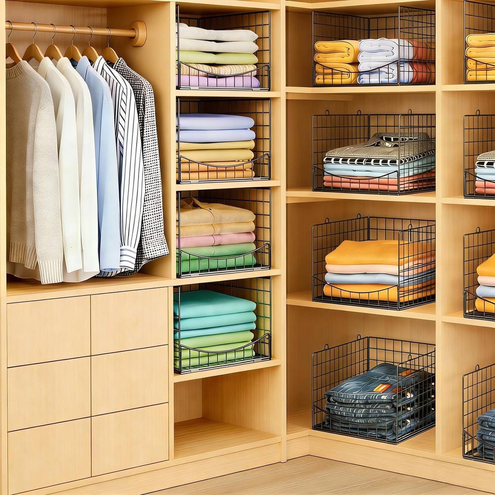 4-Tier Stackable Closet Organizer，Extra Large Clothing Cupboard Organizer Sys...