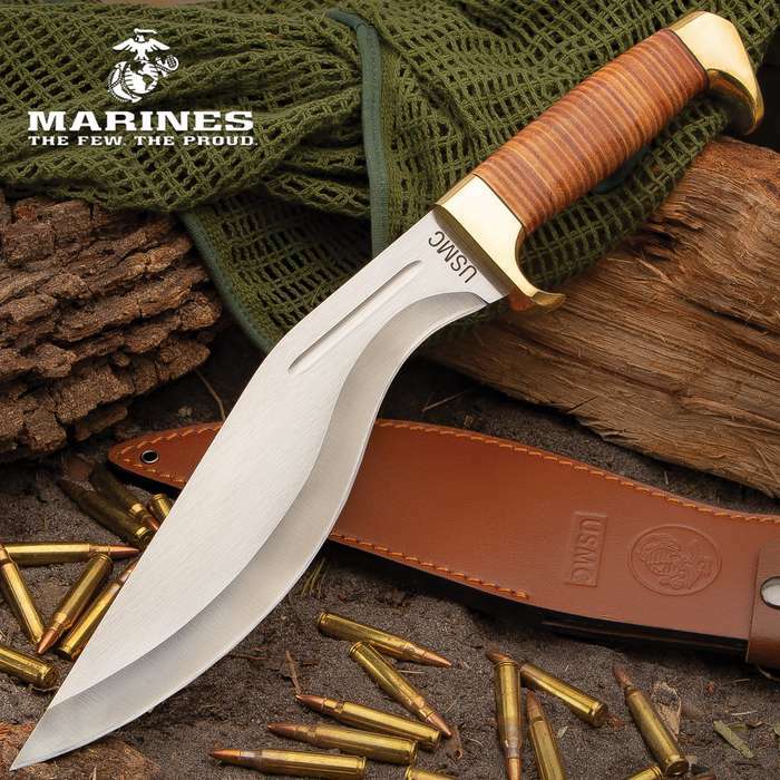 17" USMC Military Survival Fixed Blade Kukri Knife Blade with Sheath