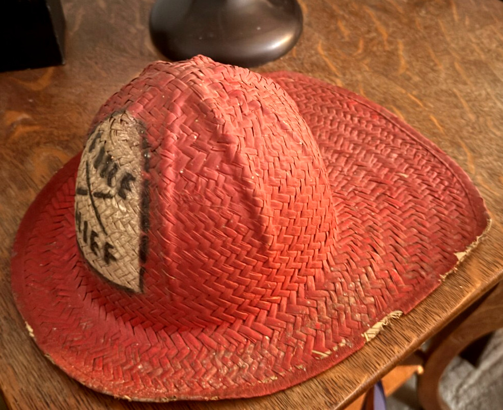 Vintage Wicker Child's Fire Chief Fireman's HAT