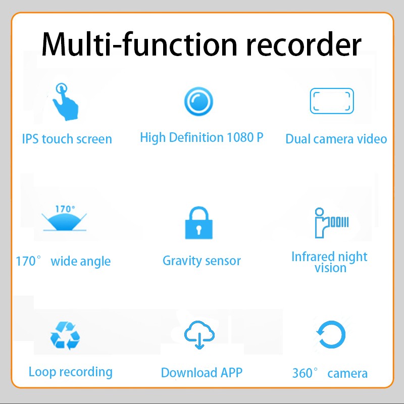 3 inch Car DVR G-sensor Front+Inside Camera Driving Video Recorder Touch Screen
