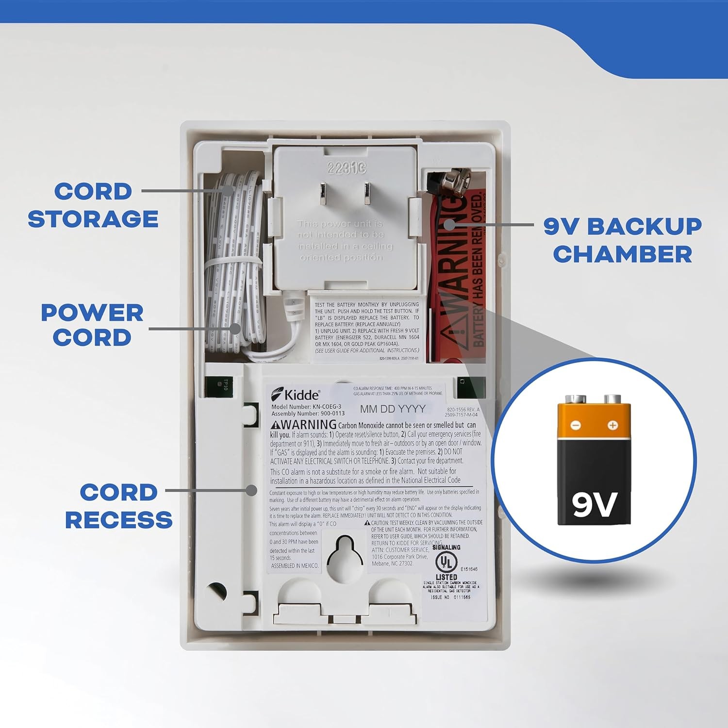 Kidde KN-COEG-3 Explosive Gas Alarm Carbon Monoxide Alarm Detector with Battery