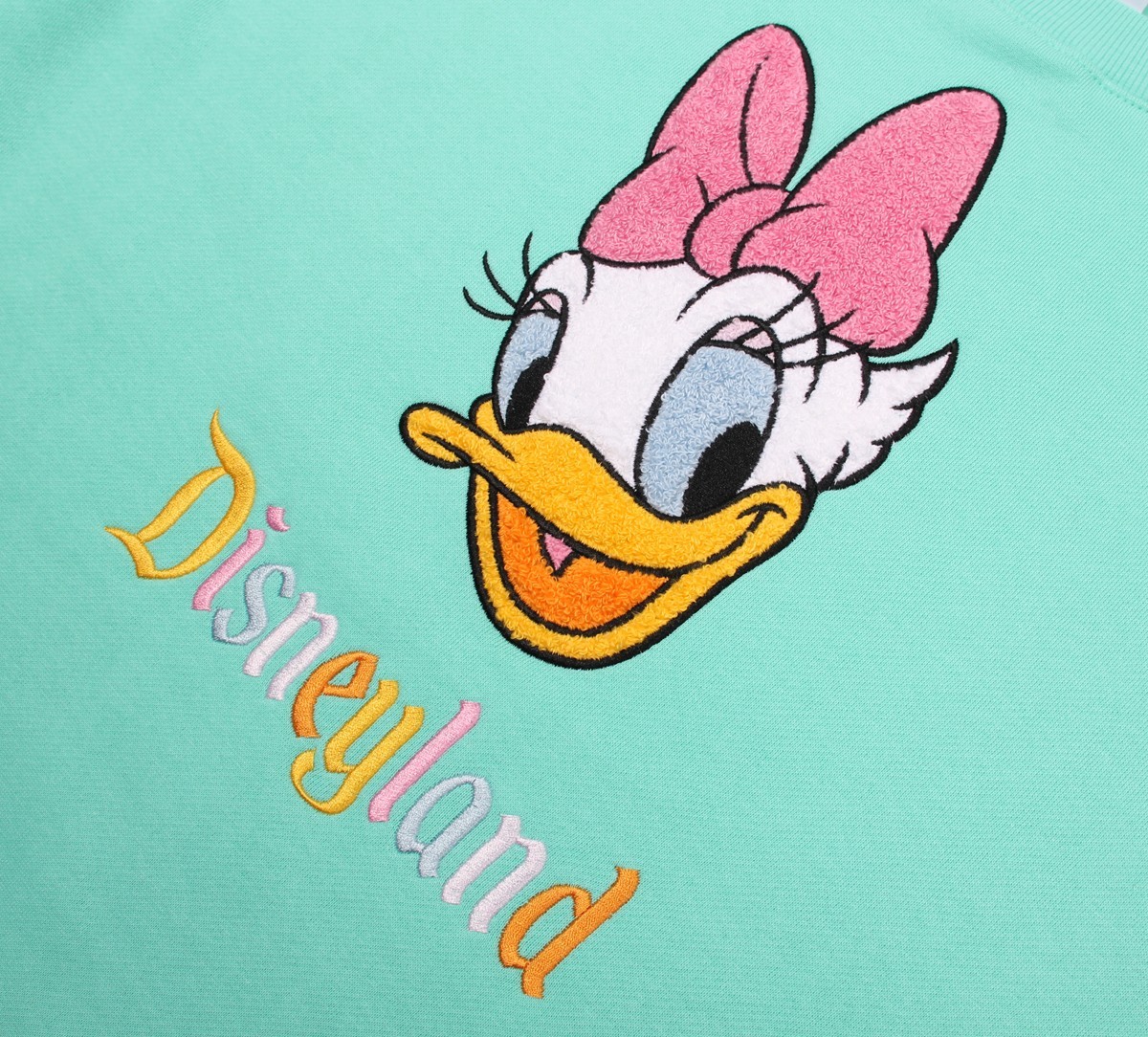 2025 Disneyland Daisy Duck Embroidered Turquoise Crewneck Sweatshirt Size M