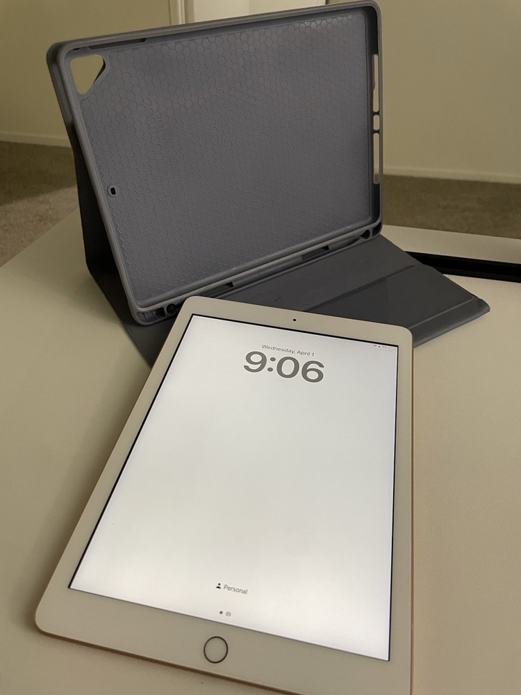 iPad 6th Generation Rose Gold Bundle Blue Gray Case