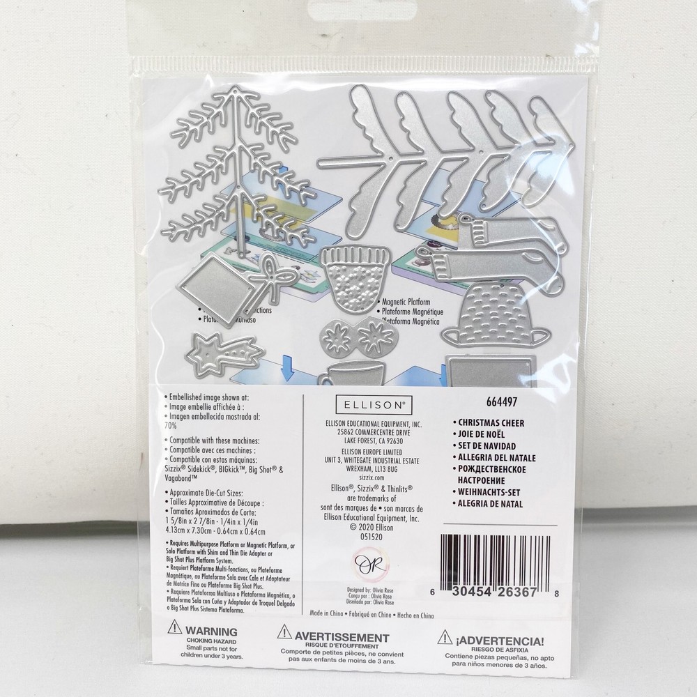Sizzix Thinlits Christmas Cheer Olivia Rose Festive Cutting Dies 664497 NEW