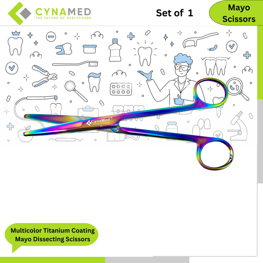 Cynamed Multicolor Titanium Coating Mayo Dissecting Scissors Thick Precision