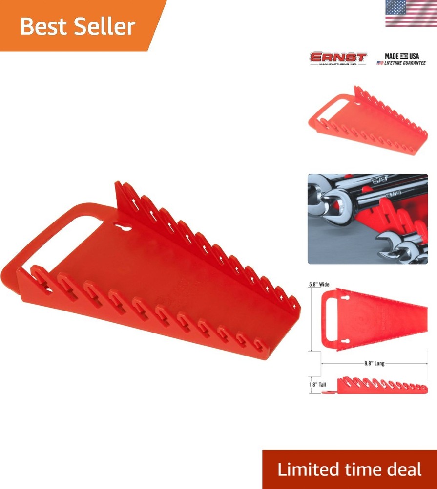Efficient Wrench Organizer - 11 Tool Red Gripper with Vertical Mount Kit
