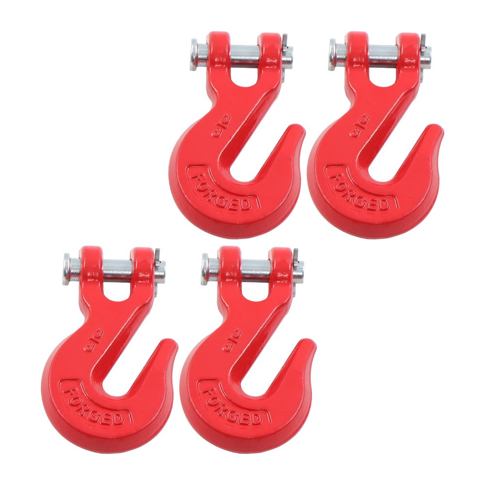 4 Pack 3/8" Clevis Grab Hooks G70 7500lbs Working Load Limit Red Chain Hooks