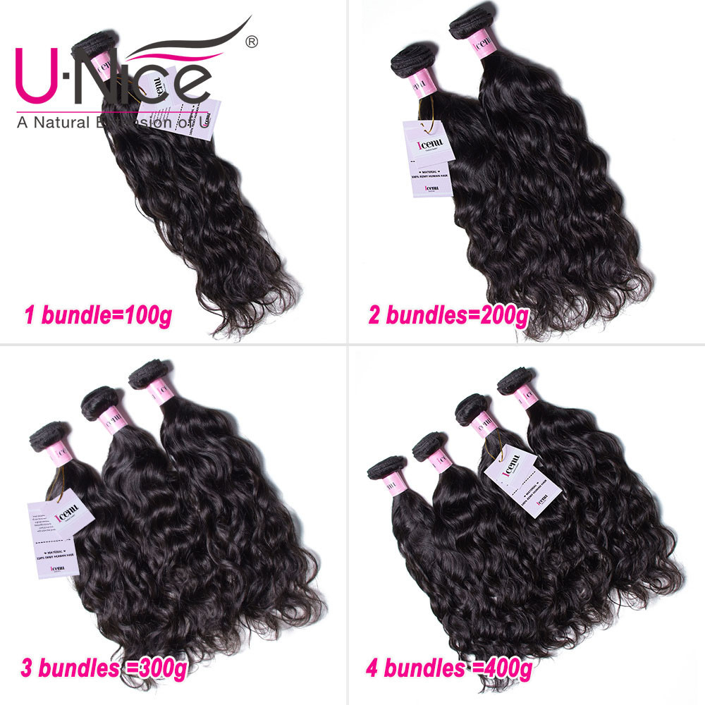 UNice Hair Indian Natural Wave 100% Human Hair Extensions 1-3 Bundles Hair Wefts