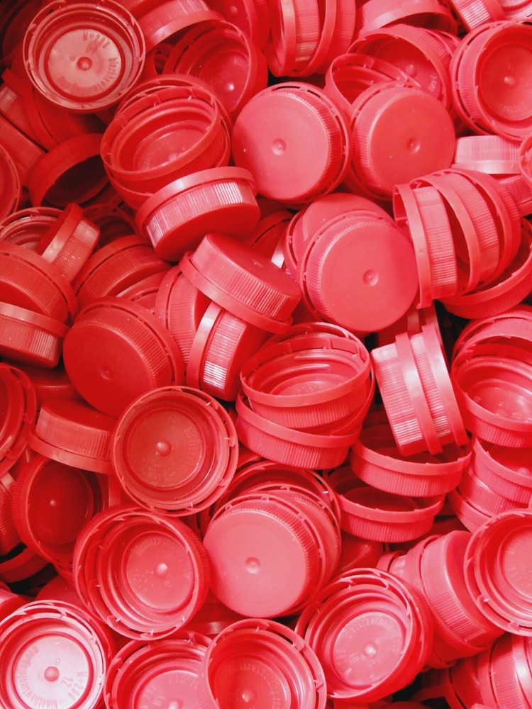 20pc Red Ring Locking Tamper Plain Milk Jug Caps