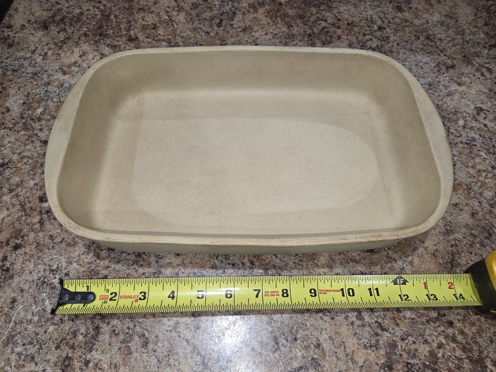 Pampered Chef Stoneware Rectangle Baking Dish 13x8 Beige Oven Safe