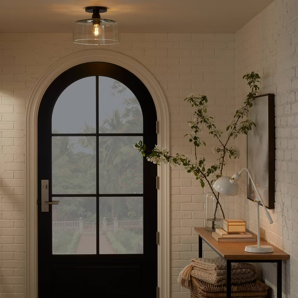 Glass Semi Flushmount Ceiling Light Black - Threshold designed with Studio McGee