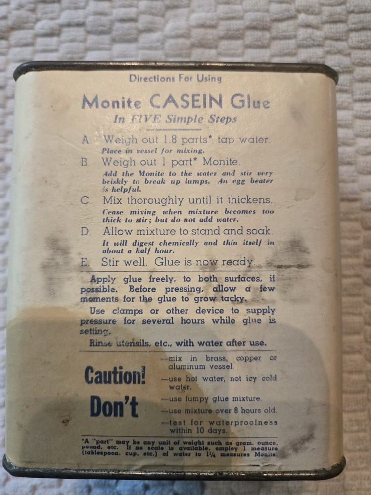 RARE! Monite Casein Glue One Pound Full